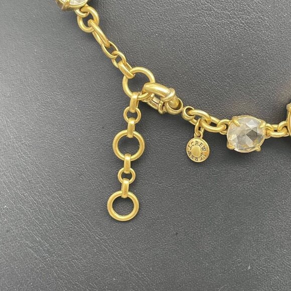 J .Crew Faceted Crystal Statement Choker Necklace Gold Tone 16-19 Inches - Picture 3 of 4